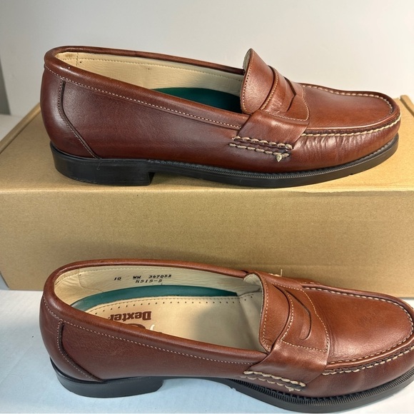 DEXTER Comfort Penny Loafer Shoe Brown With Contrasting Stitching Size 10WW - Picture 5 of 10